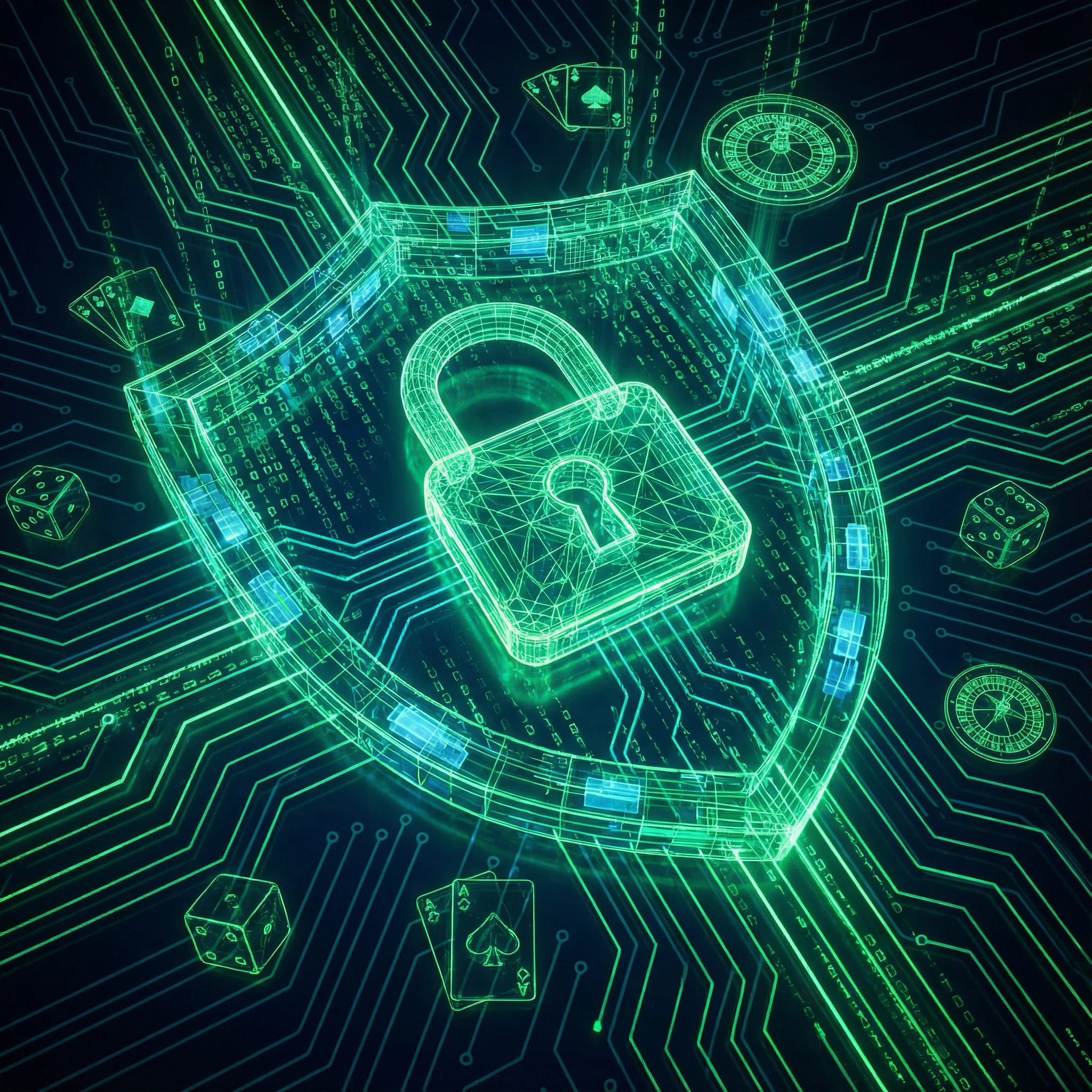 Escudo de seguridad digital protegiendo datos de usuarios del casino
